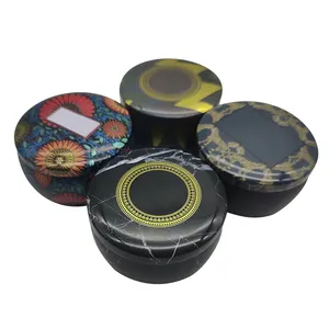 Wholesale New Design Fancy Printing Metal Round Package Tin Box Candle Cake Chocolate Cosmetics Candy Tin Cans