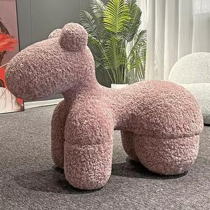 Nouveau mignon poney en forme d'enfants chaise pour salon chambre Villa luxueux moderne unique chaise de loisirs velours chaise longue - Product Image 2