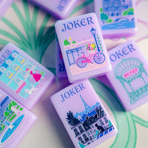 Jeu de Mahjong de Luxe Américain en Acrylique Gravé, Tuiles de Mahjong Violettes de Paris, Cadeau Idéal pour Fêtes en Famille, Vente Directe Usine - Product Image 5