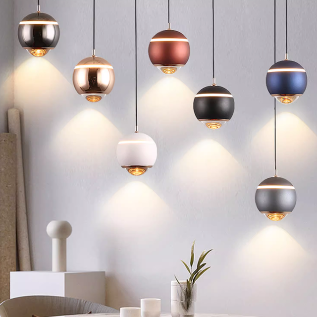 Modern Simple & Minimalist Iron Bedside Pendant Lamp with LED and Adjustable Height for Master Bedroom Middle Size