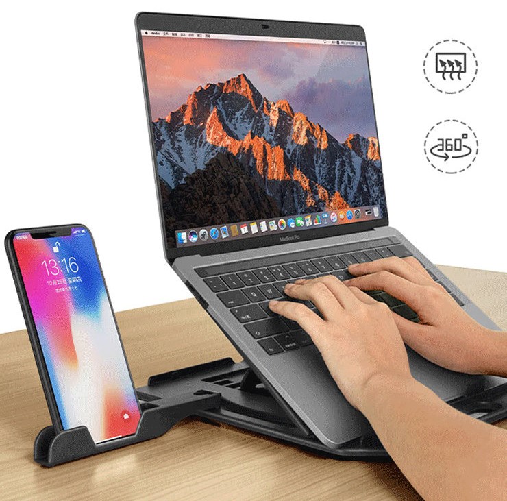 Laptop Stand 360 Rotatable Monitor Notebook Base Holder Portable Mount Office School Home Laptop Computer Foldable Stand