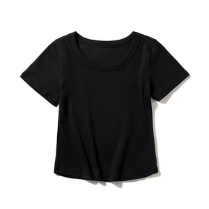220Gsm Wholesale Bulk Black Womens Gray Cropped <b>Tshirt</b> for Women Femme Custom Logohirt - Product Image 6
