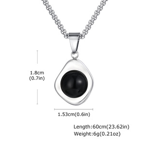 <span class=keywords><strong>Collana</strong></span> con Pendente in Pietra Naturale Occhio di Tigre e Agata, Acciaio Inossidabile Placcato Oro 18K, Gioielli alla Moda per <span class=keywords><strong>Uomo</strong></span> - Product Image 5