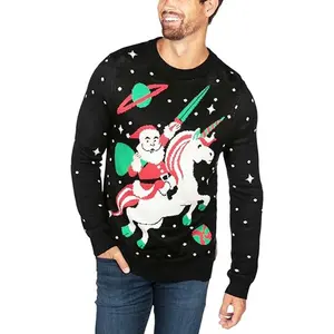 Pullover jumpers personalizados bordados camisola do natal dos homens