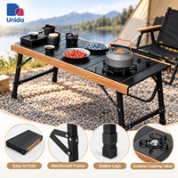Table de camping pliable en aluminium, résistante à la chaleur, pour cuisiner et manger en extérieur, 2 en 1, portable, pour camping et pique-nique