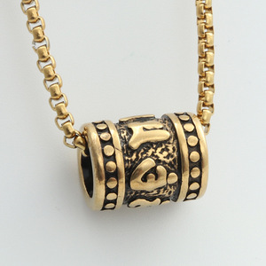 Collier de Prière Bouddhiste en Acier Inoxydable Plaqué Or 18K Collier Mantra Shurangama Mantra à Six Mots Bijoux Religieux - Product Image 1