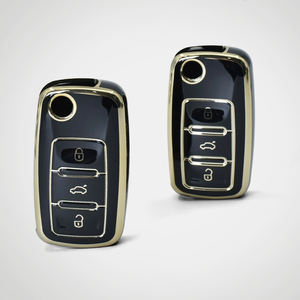 Funda Protectora para Llave de Coche de TPU Dorada para Volkswagen <span class=keywords><strong>VW</strong></span> Polo Tiguan Golf EOS Jetta MK6 Bora Sudden Octavia - Ligera y Resistente a Arañazos - Product Image 4