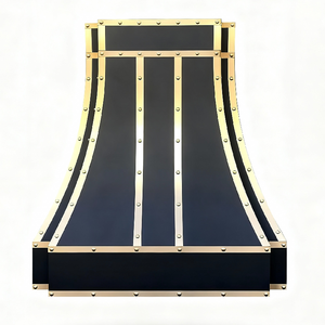 Campana Extractora de Cocina de Metal Negro de Calibre 16, de Lujo y Personalizada, para Montar en la Pared, con Correas de Latón Sólido, Diseño Moderno y Clásico - Product Image 3