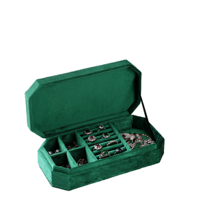 Green Velvet <b>Jewelry</b> Box, Portable Octagon <b>Jewelry</b> Organizer for Rings Earrings Necklaces, Travel <b>Jewelry</b> <b>Storage</b> Case - Product Image 3