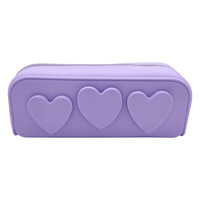 Coeur Silicone porte-crayon étanche pochette à crayons pour les enfants de l'école Portable stylo sac femmes pochette de maquillage avec fermeture éclair