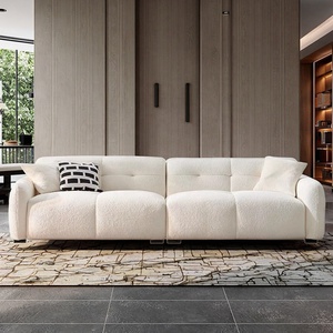 फ्रेंच क्रीम आधुनिक लक्जरी लिविंग रूम सेट छोटे अपार्टमेंट उपयुक्त सीधे क्लाउड कपड़े मेमने ऊन सरल डिजाइनर सोफा - Product Image 3