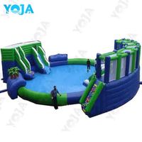Parc aquatique gonflable commercial Yoja pour l'extérieur, modèle YJ-159, en PVC, logo personnalisé, 18,6x9m, pour enfants, équipement de terrain de jeux