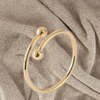 Bague unisexe ajustable en acier inoxydable, double perle, or platine, ouverte, minimaliste, simple, tendance, pour mariage et fiançailles
