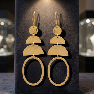 Boucles d'oreilles créoles en laiton faites à la main avec pierres précieuses, bijoux ethniques tendance pour enfants - Product Image 2