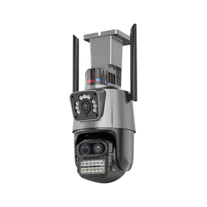 Icsee 9mp 4K 3 ống kính thông minh báo động máy ảnh 8X Zoom 360 ai PTZ CCTV giám sát ngoài trời Wifi máy ảnh với còi báo động Flash đêm đầy màu sắc