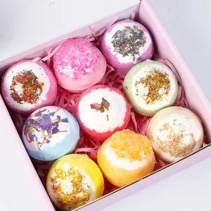 Primeauty อุปกรณ์อาบน้ําลูกอาบน้ําแฮนด์เมดผ่อนคลาย Fizzi Bathbombs ชุดของขวัญอินทรีย์ฟองมังสวิรัติธรรมชาติหรูหราระเบิดอาบน้ํา