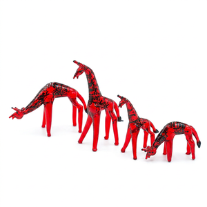 Juego de Figuras de Jirafa de Vidrio Soplado a Mano, Transparentes con Manchas Verde Azulado, Decoraciones de Animales, Artesanía Hecha a Mano - Product Image 4