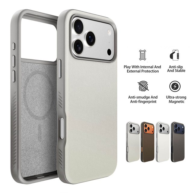 Customized Luxury PU Leather Case Magnetic Shockproof Waterproof Phone Case Whit Ai Capture Button Leather Cover Back for
