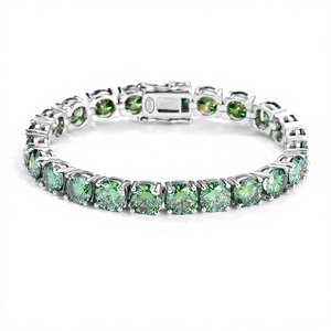 <span class=keywords><strong>Pulsera</strong></span> <span class=keywords><strong>de</strong></span> cadena <span class=keywords><strong>de</strong></span> tenis <span class=keywords><strong>de</strong></span> plata 925 con diamantes redondos verdes oscuros <span class=keywords><strong>de</strong></span> 10, 30, <span class=keywords><strong>50</strong></span> y <span class=keywords><strong>1</strong></span> quilate, unisex, para parejas, con una hilera completa <span class=keywords><strong>de</strong></span> diamantes, para mujer - Product Image 1
