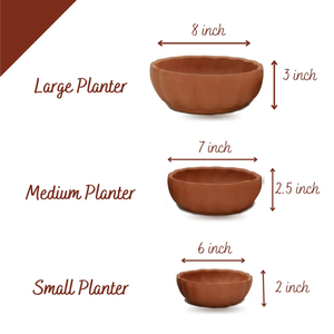 Handcrafted Inverted Dome Terracotta Planters <b>Set</b> of 3 for Indoor Outdoor Balcony Terrace Garden Home Decor Rustic <b>Clays</b> - Product Image 2