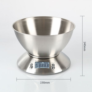 Báscula Digital de Cocina de 5 kg con Recipiente de Acero Inoxidable, Pantalla LCD Retroiluminada, Funciona con Batería, Medición de Peso 274, para Alimentos - Product Image 4