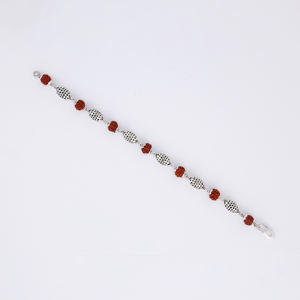 925 Silver Natural <b>Crystal</b> Rudraksha and Oxidized Bead <b>Bracelet</b> Classic Style Spiritual & Ethnic Charm Made in India - Product Image 3