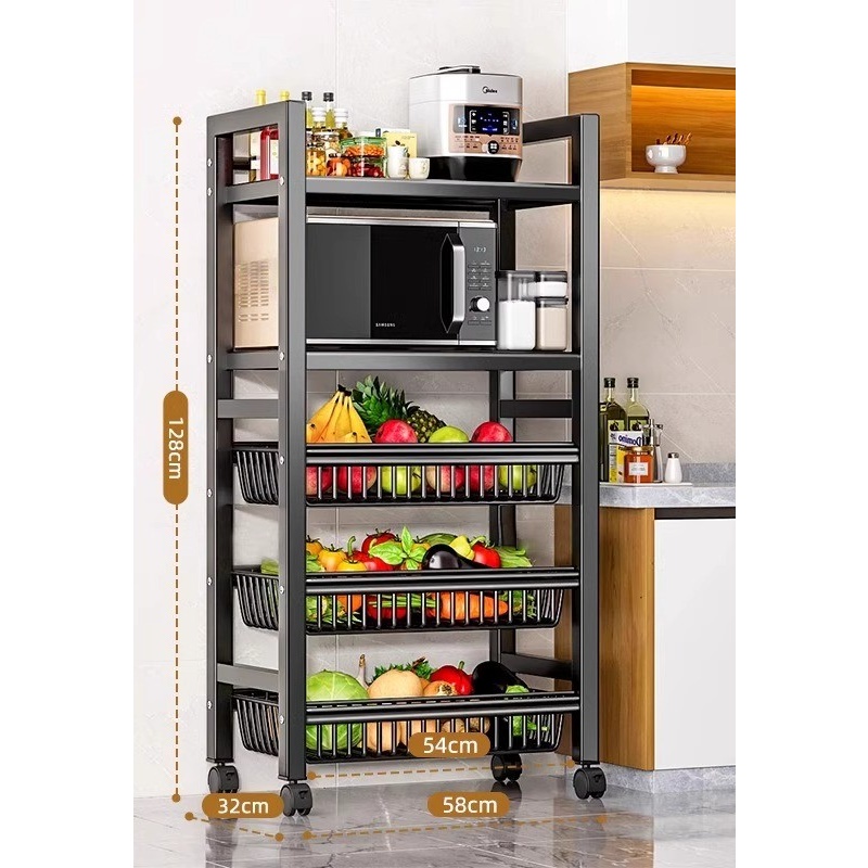 Nero 5 strati-lunghezza 58 cm-3 cestini 2 assi