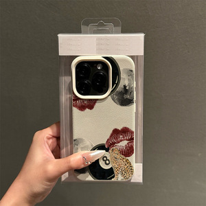 Custodia per telefono personalizzata con labbra rosse e motivo biliardo, misura <span class=keywords><strong>8</strong></span>, adatta per <span class=keywords><strong>iPhone</strong></span> 17 16PROMAX 15 14 13 12, in ecopelle morbida, protezione. - Product Image 4