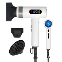 Sèche-cheveux KooFex Professional 110,000 RPM Moteur BLDC super léger avec affichage numérique, buse magnétique et diffuseur