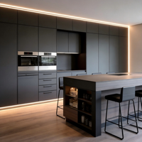 Meuble de cuisine moderne en bois d'acajou écologique à assembler, en panneaux de particules, pour rangement, vente en gros, fabricant