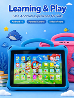 Tablet Anak Grosir Pabrik 7-inci Android 14 untuk Pendidikan Anak 8+256GB dengan Slot WiFi Tablet Pembelajaran Anak