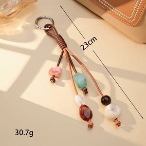 Vantage PU Strap Tassel Customized Women Car <b>Key</b> <b>Chain</b> Simple Girls Coin Holder Keychain Handmade Irregular Acrylic Beads Charm - Product Image 6