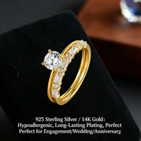 QX Best-seller personnalisé en argent sterling 925 |   Bagues de fiançailles en moissanite plaquées or 14 carats, argent sterling avec certification GRA