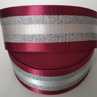 Liman Hot Sale Customized Colorful Glitter Metallic Yarn Woven Polyester Webbing (Nylon Look) High Tenacity Sustainable 1 1/2"