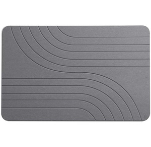 Tapis de bain ultra-absorbant à motif ondulé en terre de diatomée, antidérapant et séchage rapide pour salle de bain et cuisine - Product Image 1
