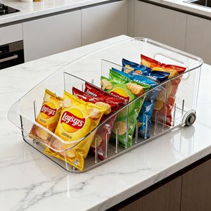 Boîte de rangement transparente pour réfrigérateur, de qualité alimentaire, avec compartiments, en PET, avec roulettes, pour la cuisine - Product Image 3