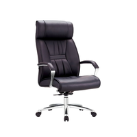Chaise de bureau de direction en cuir noir à dossier haut - Appui-tête, pivotante et réglable en hauteur, confortable pour une longue séance assise