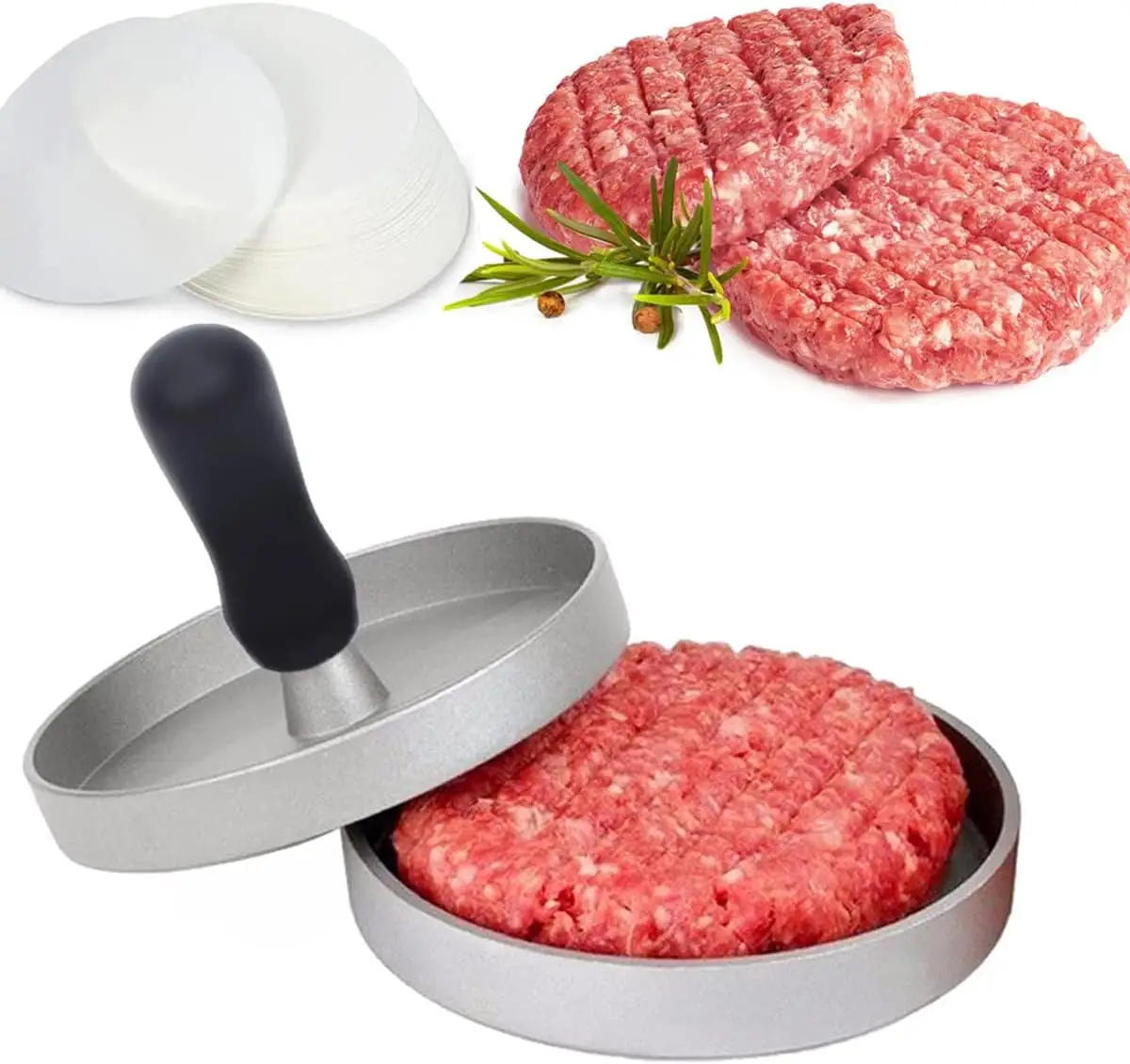 Kit de presse à hamburger en aluminium antiadhésif Burger Maker Burger Press Patty Maker Meat Beef Veggie Hamburger Mold