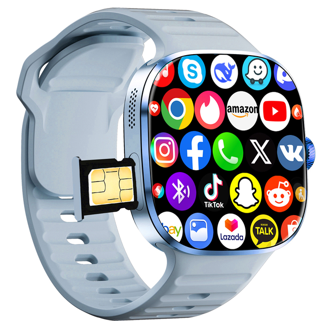 Smart Watch With Sim Card 2.16 Inch AMOLED Screen 1100mAh Battery 4G LTE Connectivity WiFi Bluetooth Health Monitoring