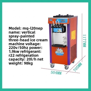 Nuova Macchina per Gelato a Tre Colori e Tre Testine con Portauova Integrato, Attrezzatura per Coni di Frutta - Product Image 2