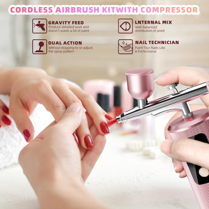 Kit de Aerógrafo Inalámbrico para Decoración de Uñas, Recargable, Portátil, con Boquilla de 0.3 mm y Pantalla LED para Salón - Product Image 4