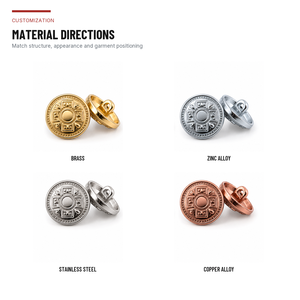 Boutons à tige de style vintage en laiton et acier inoxydable écologiques avec logo personnalisé en relief pour vêtements, uniformes et vêtements d'extérieur - Product Image 3