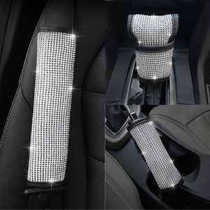 Coussinets d'épaule pour ceinture de sécurité de voiture en strass et cristaux, housses de frein à main, accessoires intérieurs automobiles - Product Image 1