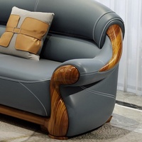 Sofá de Cuero de Primera Calidad para Villa de Alta Gama, Combinación de Estilo Moderno Chino, Sofá de Cuero Uginwood