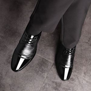 Mocassins en cuir souples à lacets pour hommes, à bout carré, rehaussants, antidérapants et respirants, pour mariage, collection Printemps/Été - Product Image 1