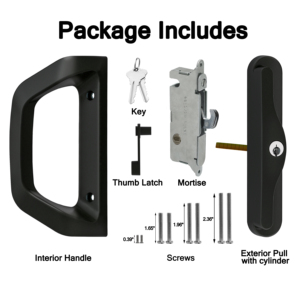 Ensemble de poignée de porte coulissante avec serrure à mortaise, remplacement de poignée de porte patio robuste - Product Image 4