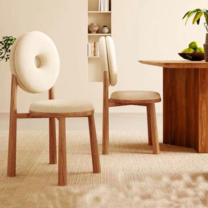 Silla de <span class=keywords><strong>Comedor</strong></span> Moderna de Madera Sólida para Hotel o Restaurante, Respaldo Tipo Donut, Tapizada en Tela Teddy, para Sala de Estar o <span class=keywords><strong>Comedor</strong></span>, Modelo L091 - Product Image 4