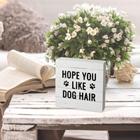 Signes de chien pour la décoration intérieure, j'espère que vous aimez les cheveux de chien signe de boîte en bois décor de bureau rustique amoureux des chiens signe de boîte en bois Plaque noire