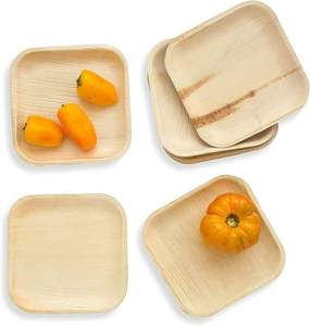 Assiette carrée jetable écologique en feuille de palmier d'arec, naturelle et biodégradable, pour servir les aliments - Product Image 1