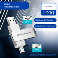 Unidad Flash USB Metálica de Doble Uso con Interfaz Dual Tipo-C, USB 3.0 de Alta Velocidad, Capacidad de 64 GB, Garantía - Modelo Y5-T
